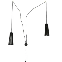 Wandleuchten*Nowodvorski Wandlampe mit Schalter Holz Schwarz 2-flmg Dover