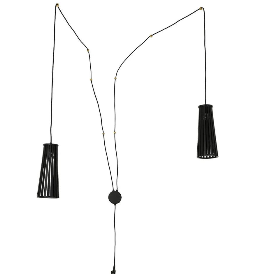 Wandleuchten*Nowodvorski Wandlampe mit Schalter Holz Schwarz 2-flmg Dover