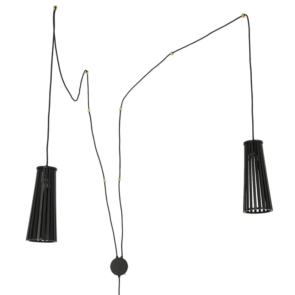 Wandleuchten*Nowodvorski Wandlampe mit Schalter Holz Schwarz 2-flmg Dover
