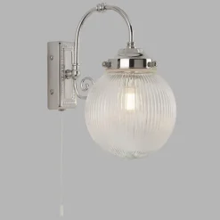 Searchlight Wandlampe mit Schalter IP44 Chrom Weiß Kugelschirm Bad< Glaslampen|Kugellampen