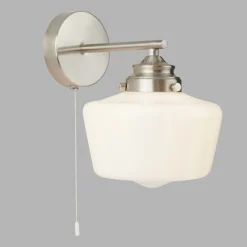 Searchlight Wandlampe mit Schalter IP44 Silber Weiß Badezimmer< Wandleuchten|Küchenlampen
