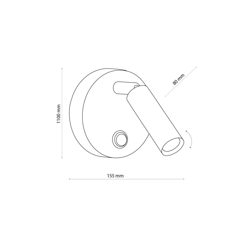 Wandleuchten|Flurlampen*TK Lighting Wandlampe mit Schalter schwenkbar Metall in Gold rund