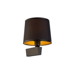 Nowodvorski Wandlampe mit Schalter Stoffschirm Schwarz Gold Modern< Wandleuchten|Moderne Lampen