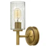 Elstead Wandlampe mit Schirm Regenglas Metall in Messing< Wohnzimmerlampen|Glaslampen