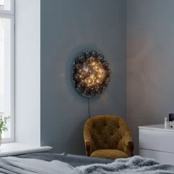 Wandleuchten|Flurlampen*By Rydéns Wandlampe mit Stecker Schalter Rauchglas rund Ø 60 cm groß