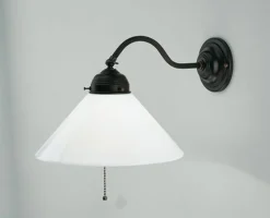 Berliner Messingleuchten Wandlampe mit Zugschalter Glas Messing T:35 cm blendarm< Wohnzimmerlampen|Küchenlampen