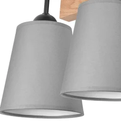 Wandleuchten|Flurlampen*Lamkur Wandlampe Modern Grau Natur B: 33 cm 2-flammig E27 Stoff Holz