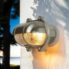 Außenwandleuchten|Rustikale Lampen*Lido Wandlampe Nickel IP64 Echt-Messing oval Maritim