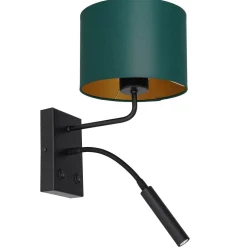 Wandleuchten|Schlafzimmer Lampen*Luminex Wandlampe Petrol Gold Stoff Lesearm E27 G9 wohnlich