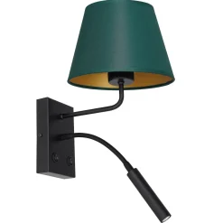 Wandleuchten|Schlafzimmer Lampen*Luminex Wandlampe Petrol Gold Stoff Lesearm E27 G9 konisch