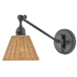 Wandleuchten|Wohnzimmerlampen*Elstead Wandlampe Rattan Metall Gelenkarm schwenkbar E27 zum Lesen