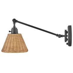 Wandleuchten|Wohnzimmerlampen*Elstead Wandlampe Rattan Metall Gelenkarm schwenkbar E27 zum Lesen