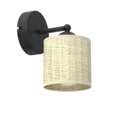 Luminex Wandlampe Rattan Metall Schwarz T:15 cm E14 blendarm< Wandleuchten|Schlafzimmer Lampen