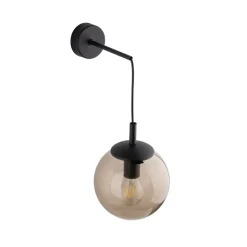 Wandleuchten|Küchenlampen*TK Lighting Wandlampe Rauchglas H: 45 cm B: 18 cm Metall Kugelschirm E27