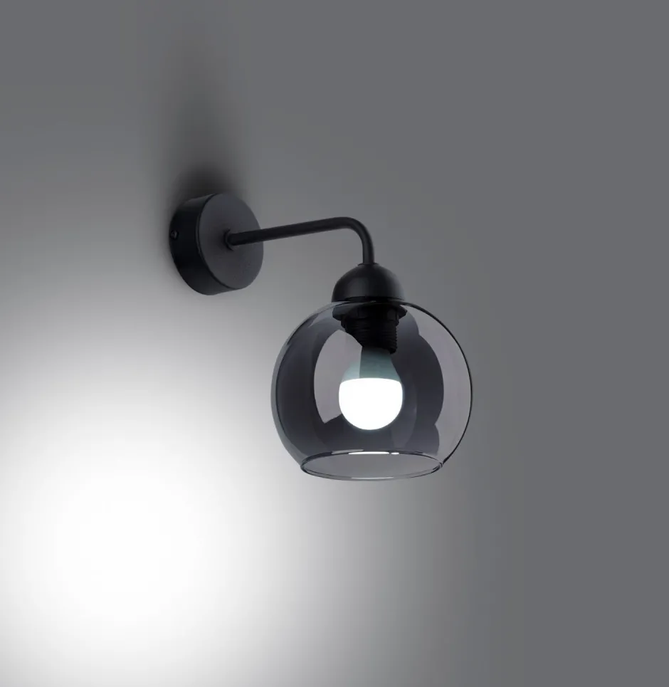 Glaslampen|Moderne Lampen*Sollux Wandlampe Rauchglas Modern elegant ALPHERG