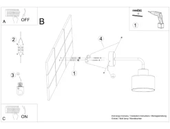 Sollux Wandlampe Retro Metall Schwarz für E27 innen TISA< Wandleuchten|Wohnzimmerlampen