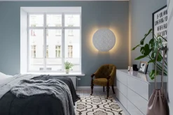 Wandleuchten|Flurlampen*By Rydéns Wandlampe rund D: 70 cm groß mit Schalter Weiß E14