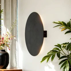 TK Lighting Wandlampe rund flach Ø 20 cm Modern Metall Schwarz< Moderne Lampen|Küchenlampen