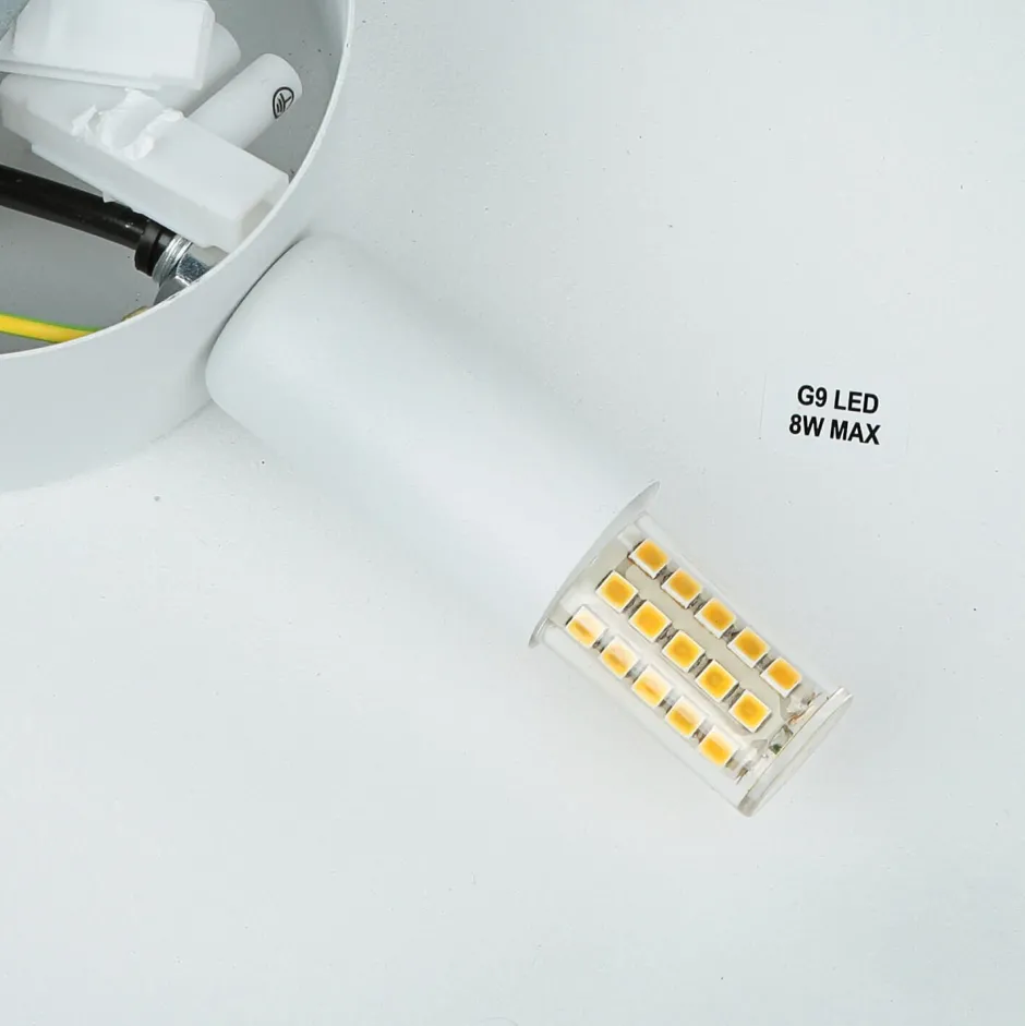 TK Lighting Wandlampe rund Metall Ø 30 cm flach Weiß G9 Modern< Wohnzimmerlampen|Moderne Lampen