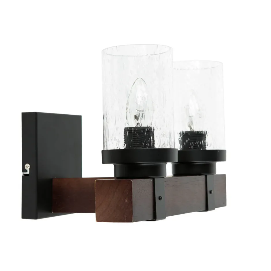 Flurlampen|Küchenlampen*Easylight Wandlampe Rustikal B: 31 cm 2x E27 Metall Regenglas