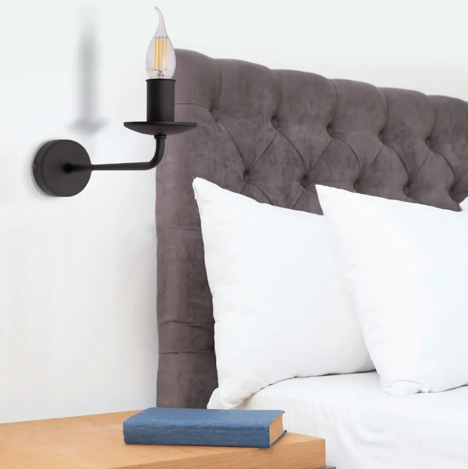 TK Lighting Wandlampe Rustikal Metall Schwarz für E27 dekorativ< Wandleuchten|Wohnzimmerlampen
