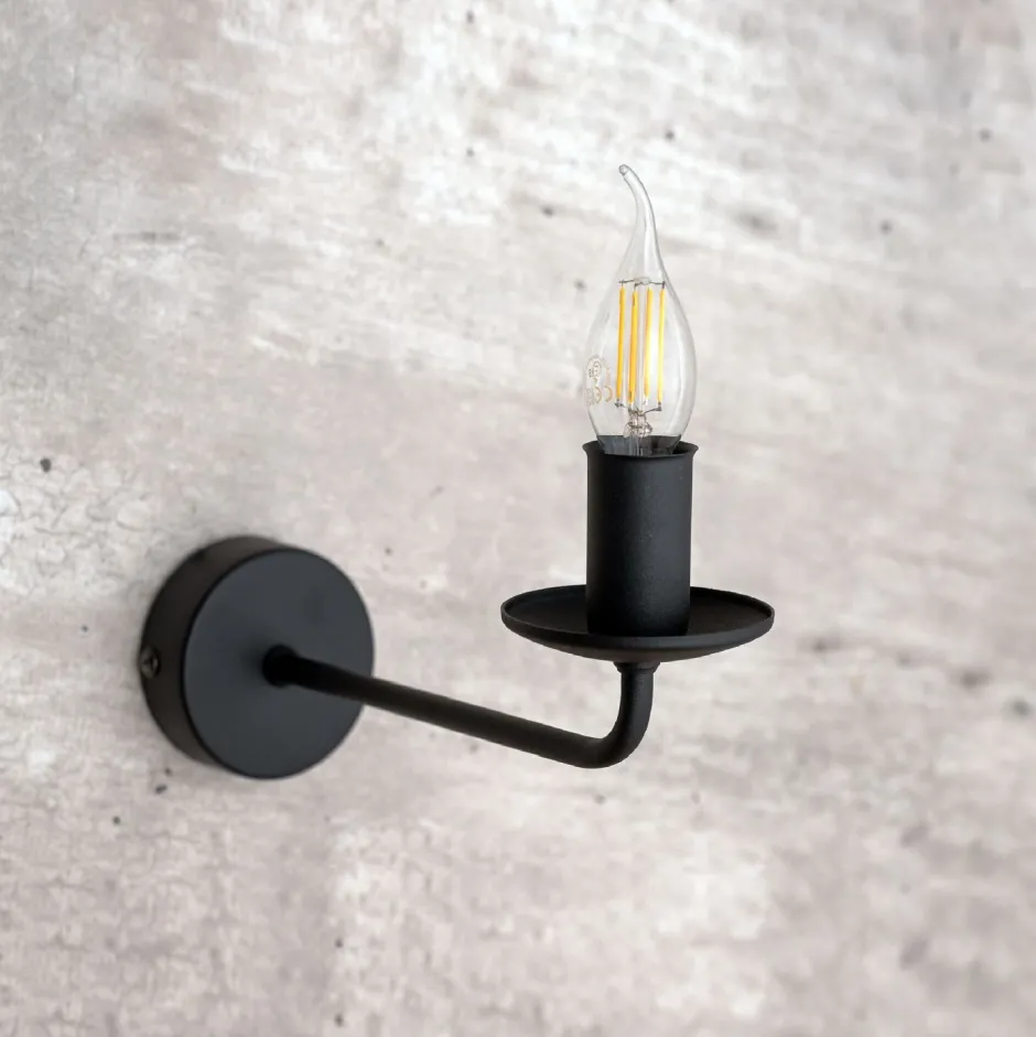 TK Lighting Wandlampe Rustikal Metall Schwarz für E27 dekorativ< Wandleuchten|Wohnzimmerlampen