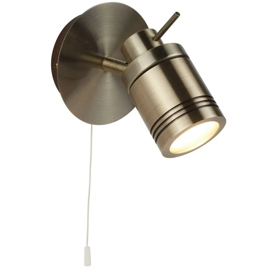 Searchlight Wandlampe Schalter in Messing Antik IP44 GU10 Ø 10 cm Bad< Wohnzimmerlampen|Metall Lampen