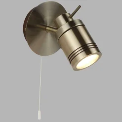 Searchlight Wandlampe Schalter in Messing Antik IP44 GU10 Ø 10 cm Bad< Wohnzimmerlampen|Metall Lampen