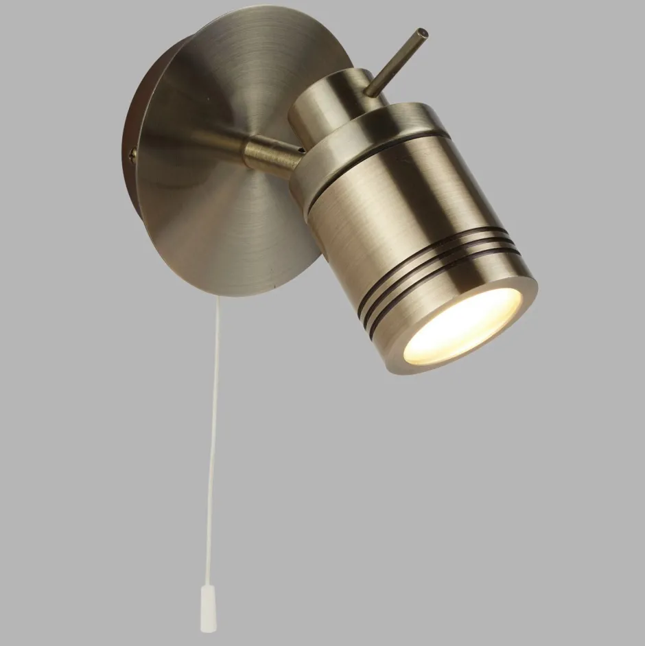 Searchlight Wandlampe Schalter in Messing Antik IP44 GU10 Ø 10 cm Bad< Wohnzimmerlampen|Metall Lampen