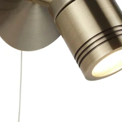Searchlight Wandlampe Schalter in Messing Antik IP44 GU10 Ø 10 cm Bad< Wohnzimmerlampen|Metall Lampen