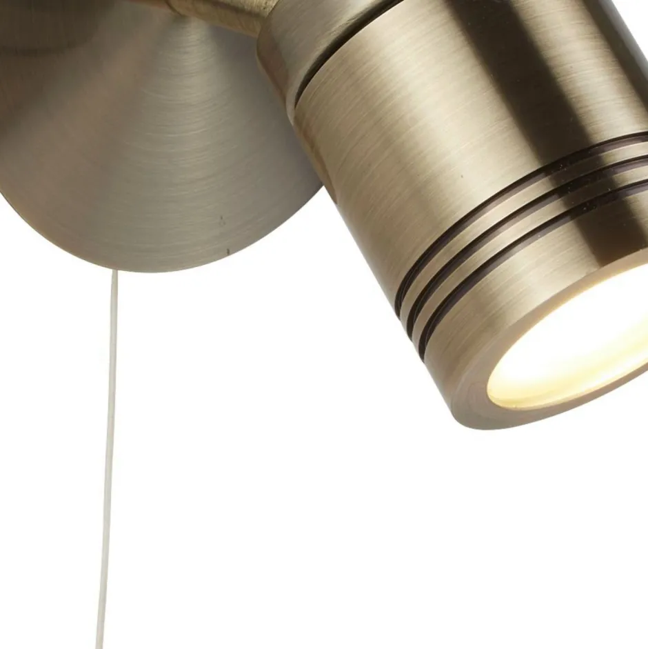 Searchlight Wandlampe Schalter in Messing Antik IP44 GU10 Ø 10 cm Bad< Wohnzimmerlampen|Metall Lampen