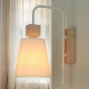 Wohnzimmerlampen|Stofflampen*Lamkur Wandlampe Schirm Weiß Holz Skandinavisch REILLY