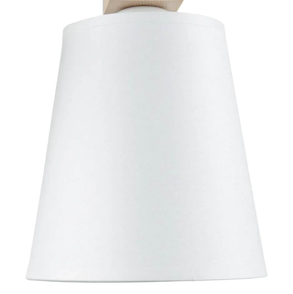 Wohnzimmerlampen|Stofflampen*Lamkur Wandlampe Schirm Weiß Holz Skandinavisch REILLY