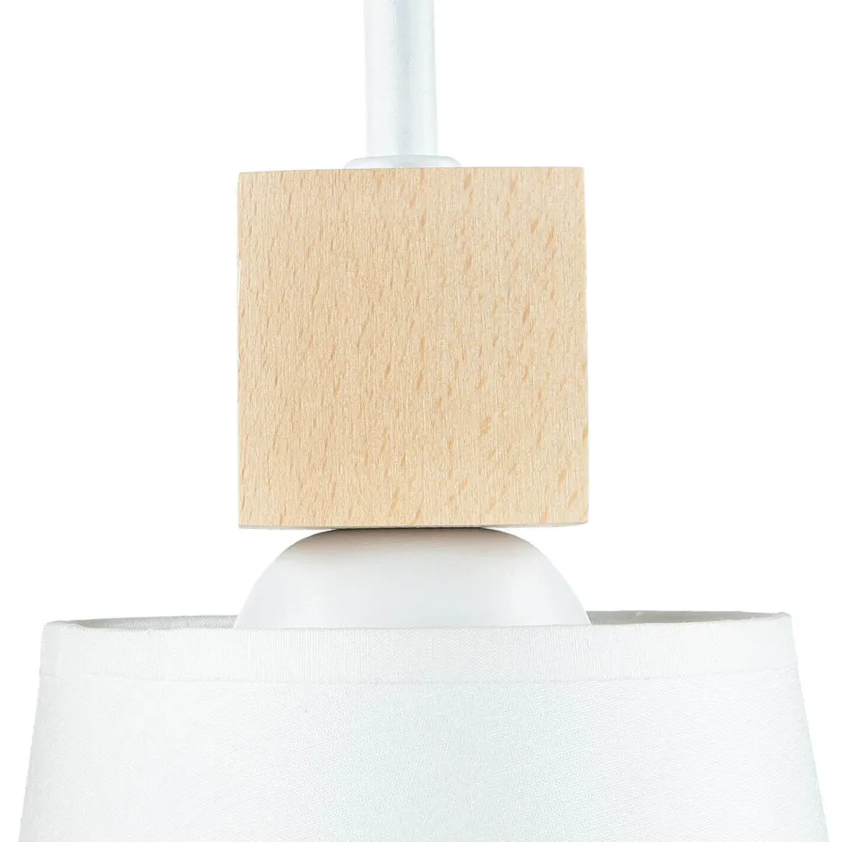 Wohnzimmerlampen|Stofflampen*Lamkur Wandlampe Schirm Weiß Holz Skandinavisch REILLY