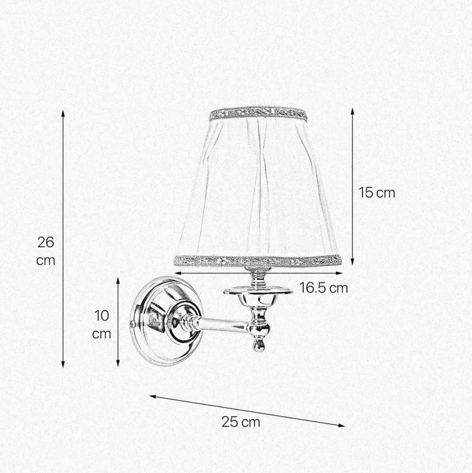 Wandleuchten|Schlafzimmer Lampen*Giovanni Battista Wandlampe Schlafzimmer H: 26 cm klein Messing Stoff