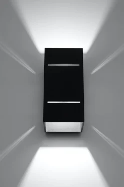 Wandleuchten|Flurlampen*Sollux Wandlampe Schwarz Aluminium eckig G9 Up Down Modern