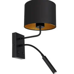 Wandleuchten|Schlafzimmer Lampen*Luminex Wandlampe Schwarz Gold Stoff Lesearm E27 G9 wohnlich