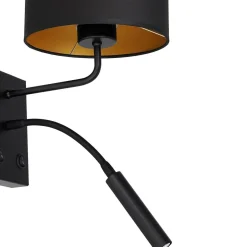 Wandleuchten|Schlafzimmer Lampen*Luminex Wandlampe Schwarz Gold Stoff Lesearm E27 G9 wohnlich