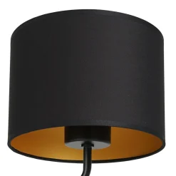 Wohnzimmerlampen|Metall Lampen*Luminex Wandlampe Schwarz Gold Stoff Metall H:23 cm wohnlich