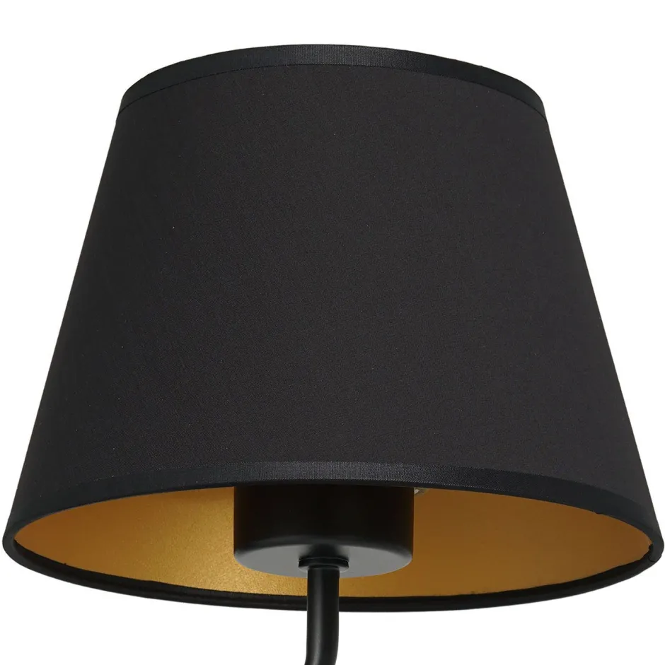Wandleuchten|Schlafzimmer Lampen*Luminex Wandlampe Schwarz Gold Stoffschirm konisch H:23 cm E27