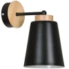 Wandleuchten|Küchenlampen*Emibig Wandlampe Schwarz Holz Metall Schirm Skandinavisch