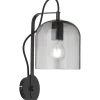 Wandleuchten|Küchenlampen*WOFI Wandlampe Schwarz Metall Glas Modern E27 VASYA