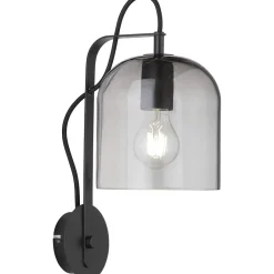 Wandleuchten|Küchenlampen*WOFI Wandlampe Schwarz Metall Glas Modern E27 VASYA