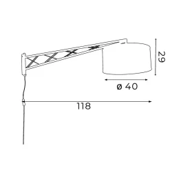 Luminex Wandlampe Schwarz T:118 cm E27 mit Schalter Wandleuchte< Wandleuchten|Flurlampen