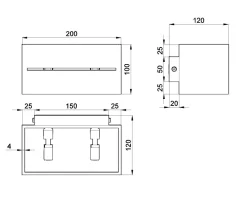 Sollux Wandlampe Schwarz Up Down B:20cm Aluminium eckig< Wandleuchten|Flurlampen