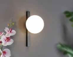 Wohnzimmerlampen|Glaslampen*Eco-Light Wandlampe Schwarz Weiß Glaskugel E14 B:14 cm blendarm