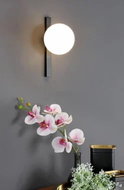 Wohnzimmerlampen|Glaslampen*Eco-Light Wandlampe Schwarz Weiß Glaskugel E14 B:14 cm blendarm