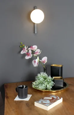 Wohnzimmerlampen|Glaslampen*Eco-Light Wandlampe Schwarz Weiß Glaskugel E14 B:14 cm blendarm