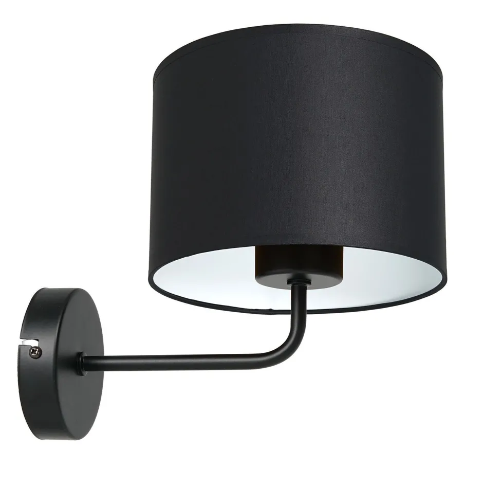 Wandleuchten|Schlafzimmer Lampen*Luminex Wandlampe Schwarz Weiß Stoff Metall H:23 cm wohnlich