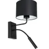Wandleuchten|Schlafzimmer Lampen*Luminex Wandlampe Schwarz Weiß Stoff Lesearm E27 G9 wohnlich